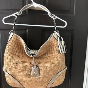 Coach Straw Dogleash Hobo Tote Handbag